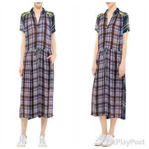 Preen Line Flowy Plaid Shirt Dress